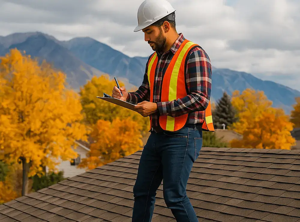CTI Roofing inspector on Utah roof